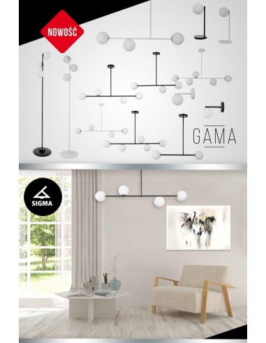 Lampa sufitowa złota Gama 5 kule 33334 Sigma - 2