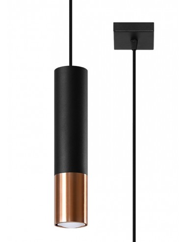 Lampa wisząca Loopez czarno miedziana tuba SL.0946 - Sollux