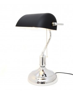 Banker classic lampka biurkowa czarna chrom LDT 305 BK/CHR Lumina Deco