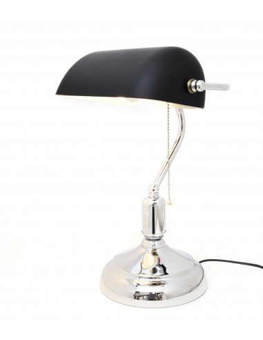 Banker classic lampka biurkowa czarna chrom LDT 305 BK/CHR Lumina Deco