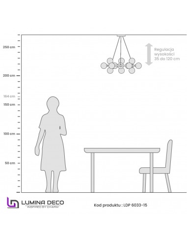 Marsiada lampa wisząca chrom kule LDP 6033-15 (CHR) Lumina Deco - 2
