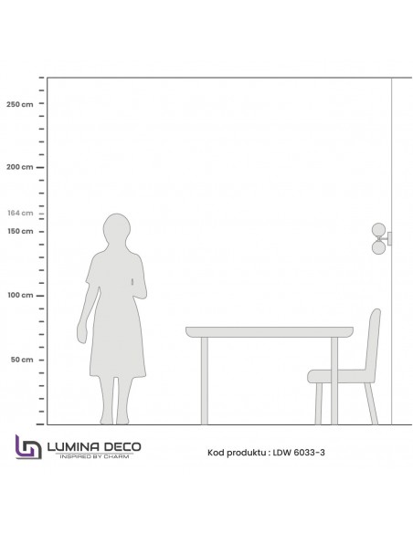 Marsiada kinkiet złoty kule W3 LDW 6033-3 (FGD) Lumina Deco - 3