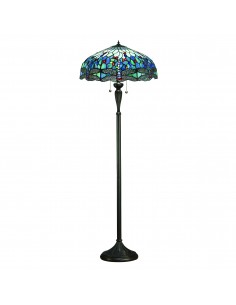 Dragonfly Blue lampa podłogowa odcienie brązu 64069 Tiffany