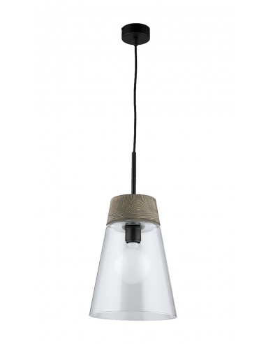 Domino lampa wisząca czarna transparentny klosz 1650 DM 1 A/TR Jupiter