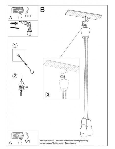 Lampa wisząca DIEGO 3 pomarańczowy 
