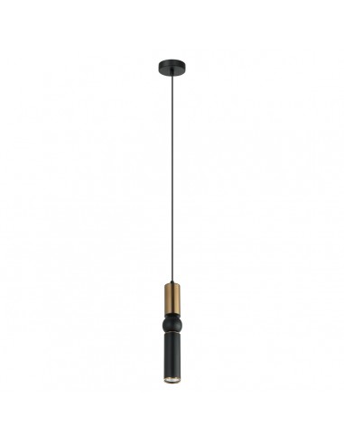 Isidora lampa wisząca czarno mosiężna tuba z kulą PND-14290-1-BRO-BK Italux