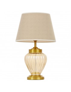 Moltena klasyczna lampka nocna mosiężna z abażurem Lumina Deco