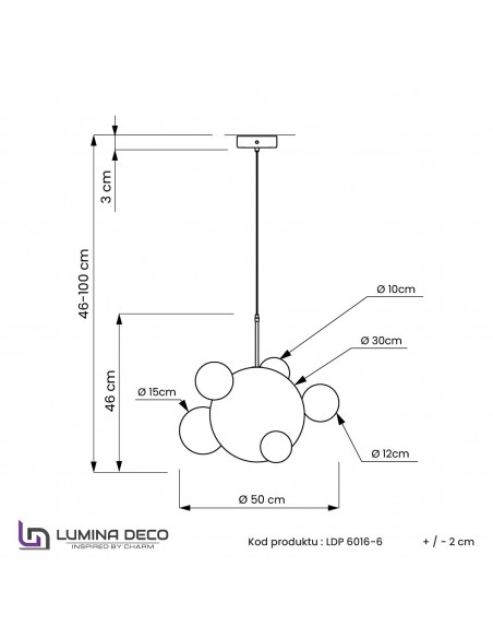 Neroni lampa wisząca kula bubble W6 złota LDP 6016-6 (GD) Lumina Deco