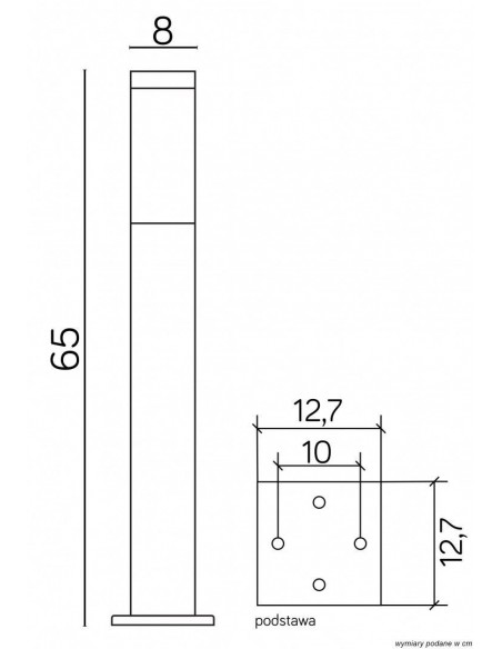 Lampa stojąca ogrodowa Inox Kwadratowa SS802-650 Stal nierdzewna IP44 - Su-ma - 3