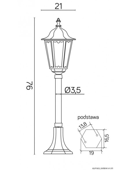 Lampa stojąca ogrodowa Retro Midi K 5002/3/M Czarny lub patyna IP43 - Su-ma - 4