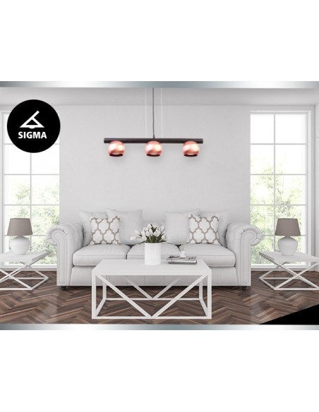 Lampa wisząca HIPPO 3 czarny i miedź 33120 - Sigma