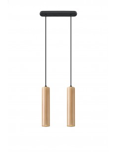 Lampa wisząca Lino 2 punktowa tuba drewno SL.0637 - Sollux