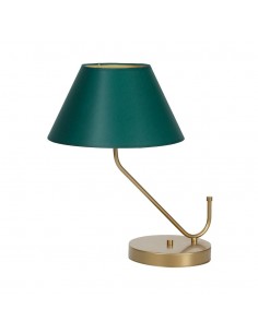 Lampa stołowa Victoria zielony abażur i mosiądz MLP4909 - Milagro