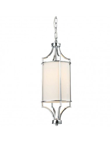 Lampa wisząca chrom 1 punktowa Lunga cromo kremowy abażur - Orlicki Design