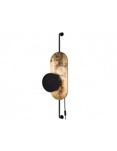 Kinkiet czarno złoty z włącznikiem Wheel dysk drewniana 8430 - Nowodvorski