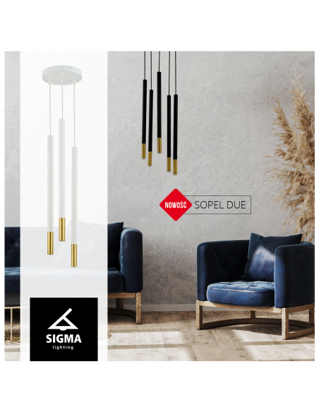 Sopel due biało złota lampa wisząca 33238 - Sigma - 2