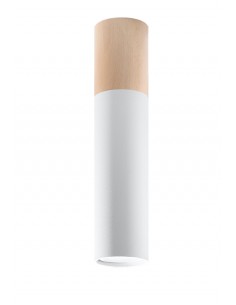 Tuba sufitowa PABLO biała z drewnem GU10 SL.0631 - Sollux